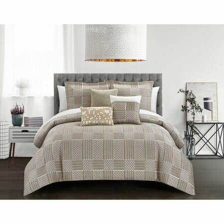 FIXTURESFIRST 10 Piece Jodee Comforter Set, Beige - King Size FI1703513